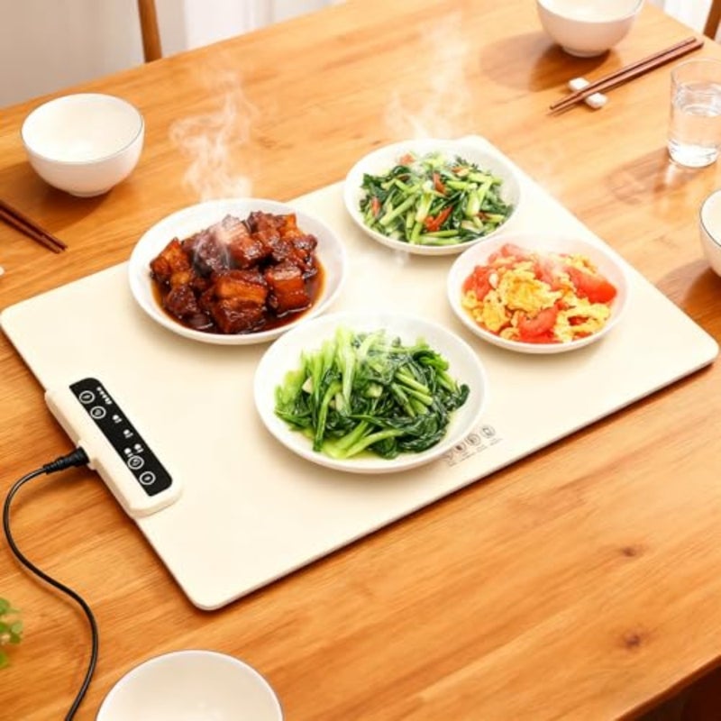 Portable Food Warmer Multi-Functional Family Food Warmer Plate - Electric Heating Tray with 3 Temperature Settings, Rollable and Portable, for Home Use and Parties 24x15in - Image 3