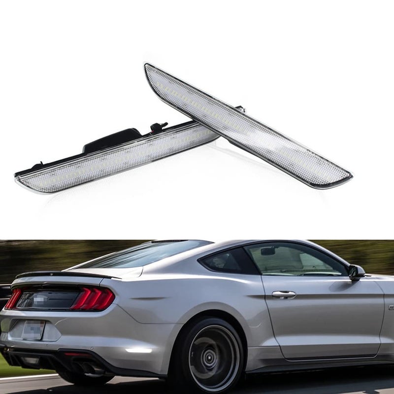 Tonsya For 2015 2016 2017 2018 2019 2020 2021 2022 2023 Ford Mustang Rear Bumper Side Marker lights Clear lens White Led Lamp