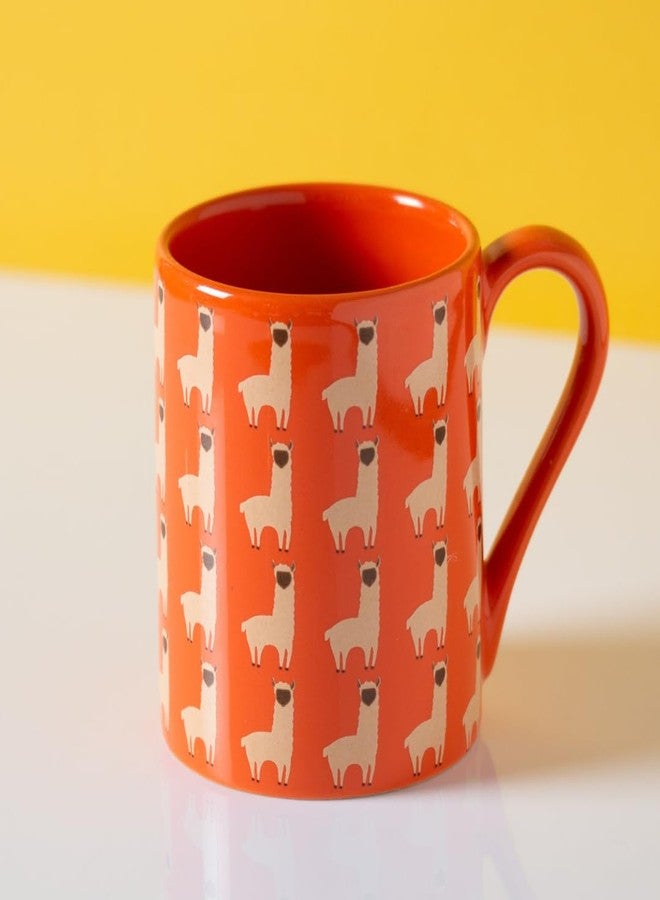 Clay Craft Fine Ceramic Pebble Series Coffee Mug 350ml Orange - Llama Print, Stylish Tea & Coffee Cup, Microwave & Dishwasher Safe, For Home, Office, Café, Gifting, Daily Use, Hot Chocolate, Milk, Tea - Image 1