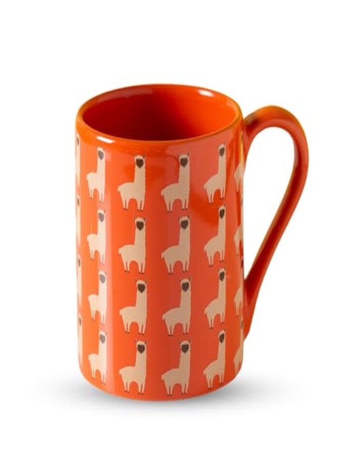 Clay Craft Fine Ceramic Pebble Series Coffee Mug 350ml Orange - Llama Print, Stylish Tea & Coffee Cup, Microwave & Dishwasher Safe, For Home, Office, Café, Gifting, Daily Use, Hot Chocolate, Milk, Tea - Image 2