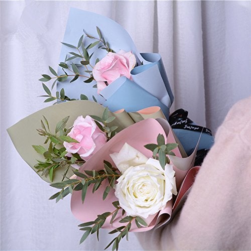 BBJ WRAPS Double Color Flower Wrapping Paper Waterproof Florist Bouquet Packaging Wraps 20 Sheets 23.6x23.6 Inch (Sky Blue) - Image 5