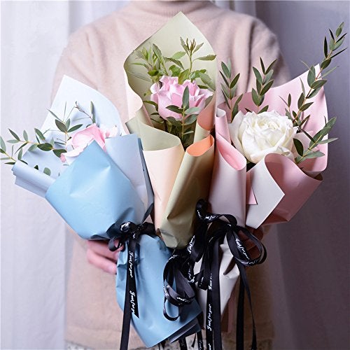 BBJ WRAPS Double Color Flower Wrapping Paper Waterproof Florist Bouquet Packaging Wraps 20 Sheets 23.6x23.6 Inch (Sky Blue) - Image 3