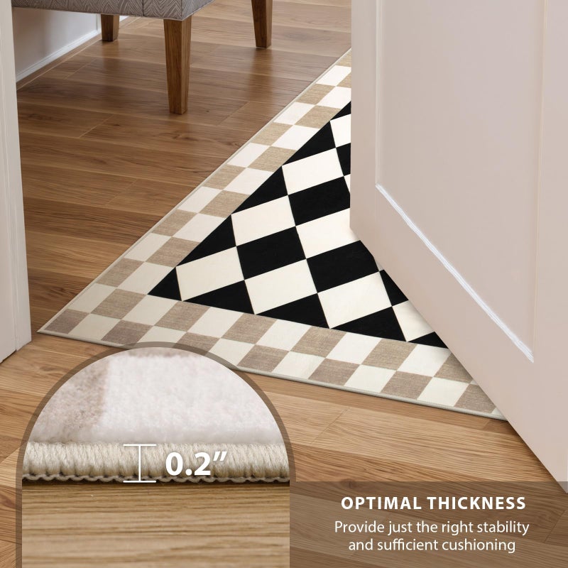 Morebes Checkered Rug Runner for Kitchen, 2x7 Black Washable Runner Rug for Hallway Non-Slip, Checkerboard Soft Indoor Bedroom Carpet Runners for Entryway Bathroom Nursery - Image 5