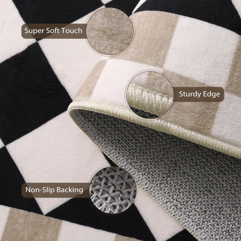 Morebes Checkered Rug Runner for Kitchen, 2x7 Black Washable Runner Rug for Hallway Non-Slip, Checkerboard Soft Indoor Bedroom Carpet Runners for Entryway Bathroom Nursery - Image 4