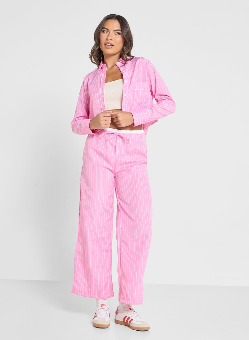 Ginger Cropped Stripe Shirt & Pant Coord Set - Image 1