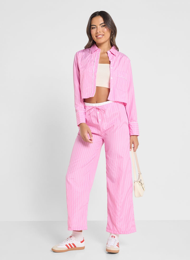 Ginger Cropped Stripe Shirt & Pant Coord Set - Image 5