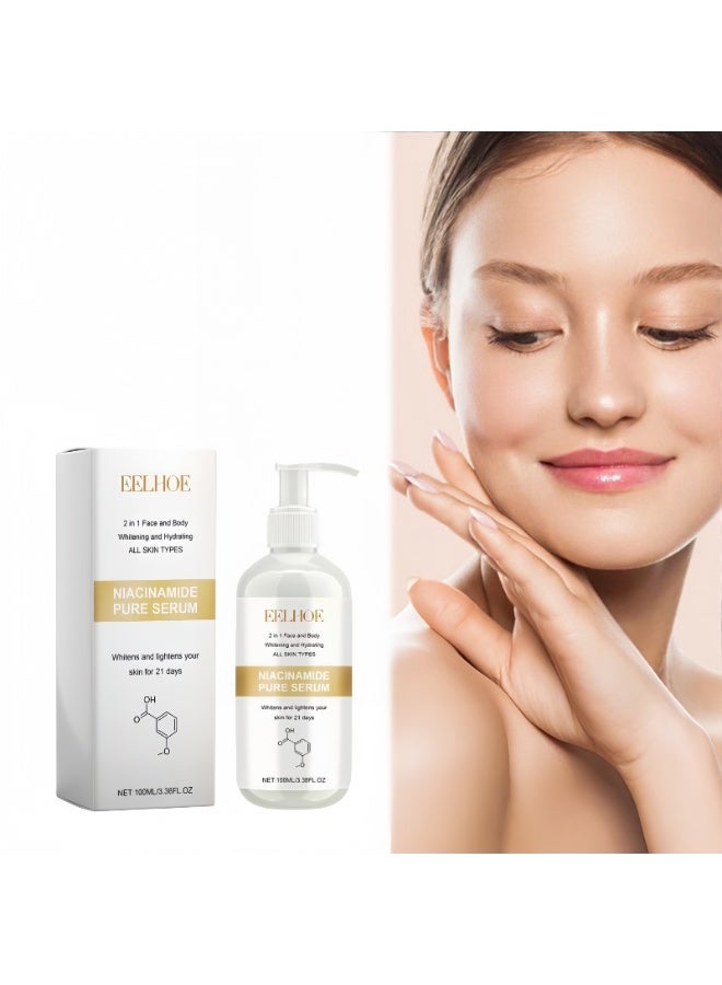 EELHOE Niacinamide Pure Serum| 21-Day Skin Brightening | 2-in-1 Face & Body | Hydrates & Lightens Dullness - Image 2