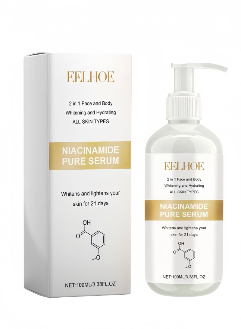 EELHOE Niacinamide Pure Serum| 21-Day Skin Brightening | 2-in-1 Face & Body | Hydrates & Lightens Dullness - Image 1