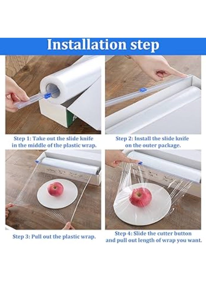 Plastic Wrap For Food Food Wrap with Slide Cutter, Cling Wrap Food Service Clear Cling Film BPA-Free -Safe Kitchen Wrap Quick Cut Plastic Film - Image 5