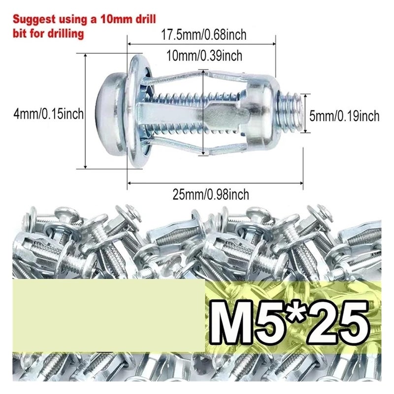 M5 Hollow Door Anchors 100pcs Petal Screw Jack Nuts Expansion Plugs for Wall Board Fasteners - Image 3