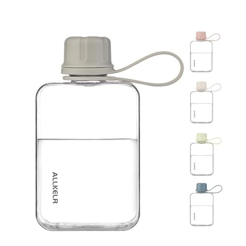 ALLKELR Portable Flat Water Bottle,BPA Free Reusable Tritan Plastic Travel Water Bottle Cup,Lightweight Leakproof Slim Water Bottles Fits Purse,Backpacking,Hiking (Gray, 8 oz) - Image 3
