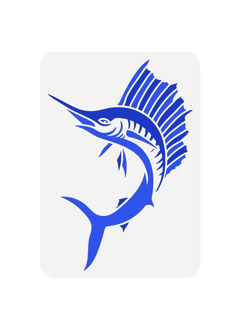 FINGERINSPIRE FINGERINSPIRE Sailfish Painting Stencil 11.7x8.3 inch Reusable Big Marine Fish Stencil Template Plastic Ocean Theme Animal Painting Stencil DIY Art Crafts for Wall, Photo Album, Canvas, Fabric Decor 