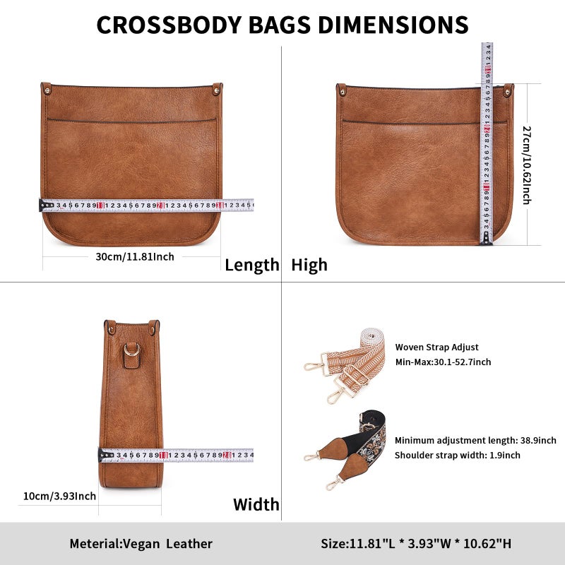 Caitina Crossbody Bag For Women Vegan Leather Hobo Handbags Designer Crossbody Purses Bucket Bag For Women with 2 Adjustable Strap(Brown) - Image 5