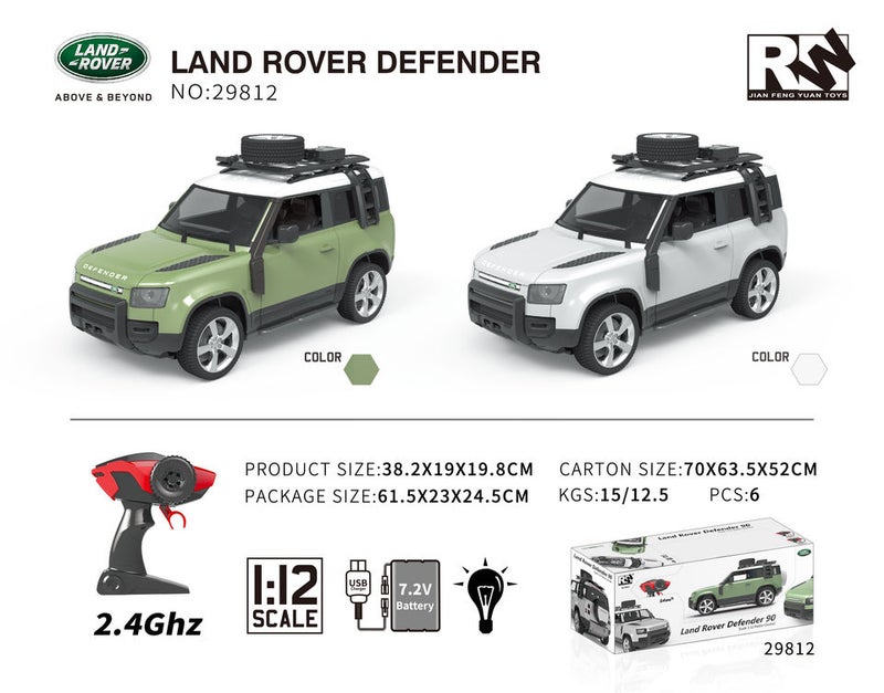 RW 1:12 Defender Assorted ( Green and Silver) 29812
