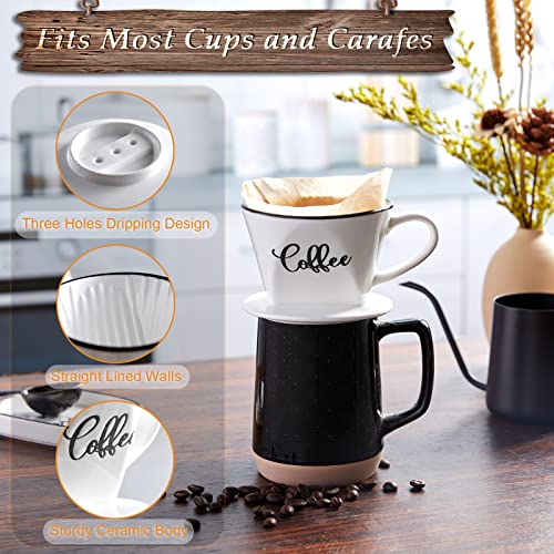 DAYYET Pour Over Coffee Maker, Ceramic Coffee Dripper, Easy Manual Slow Brewing Accessories for Home, Cafe, Coffee Bar Accessories and Kitchen Decor, Filter Size 2, White - Image 4