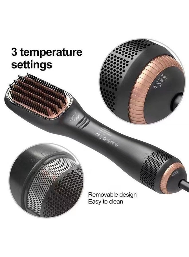 Generic Professional Steam And Infrared Hair Dryer Black，Hair Straightening Brush Straightener: Negative Ion Ceramic Heated Hot Brush for Smooth Frizz-Free Hair -European Standard 220V  - Image 4