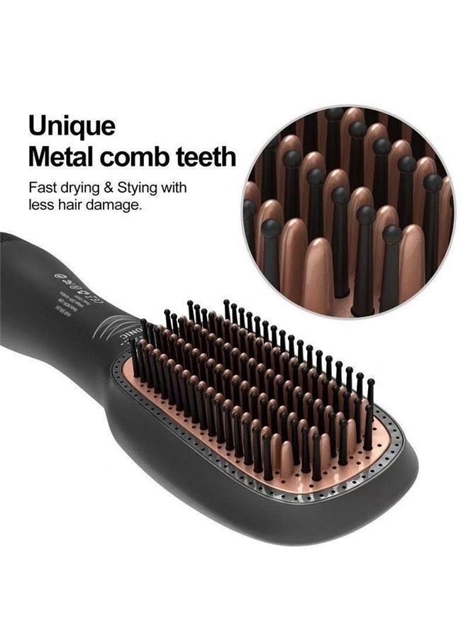Generic Professional Steam And Infrared Hair Dryer Black，Hair Straightening Brush Straightener: Negative Ion Ceramic Heated Hot Brush for Smooth Frizz-Free Hair -European Standard 220V  - Image 5