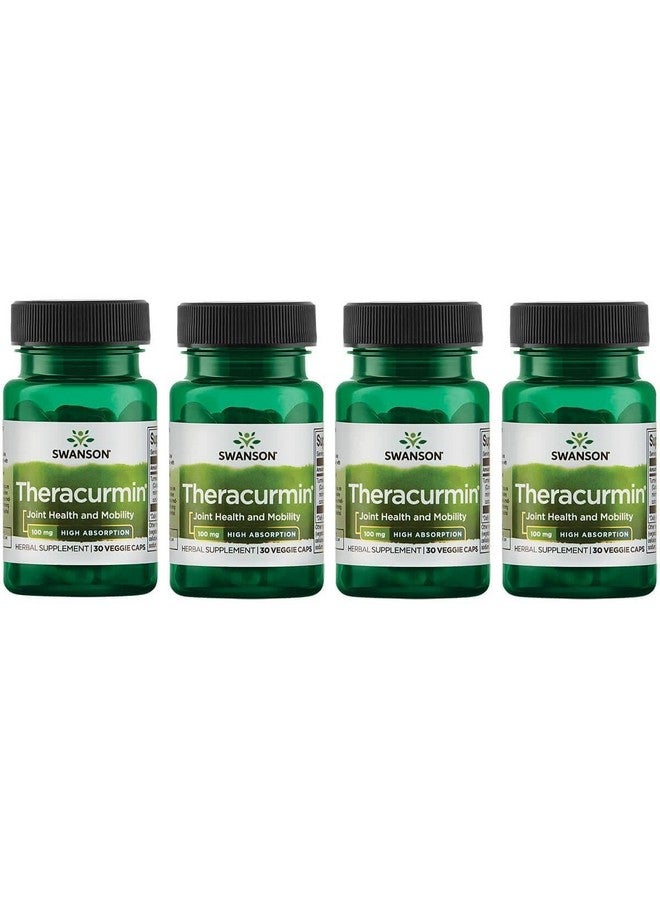 Swanson Theracurmin - Herbal Supplement Supporting Joint Health & Mobility - Formulated for High Absorption - (30 Capsules, 100mg Each) (4 Pack)