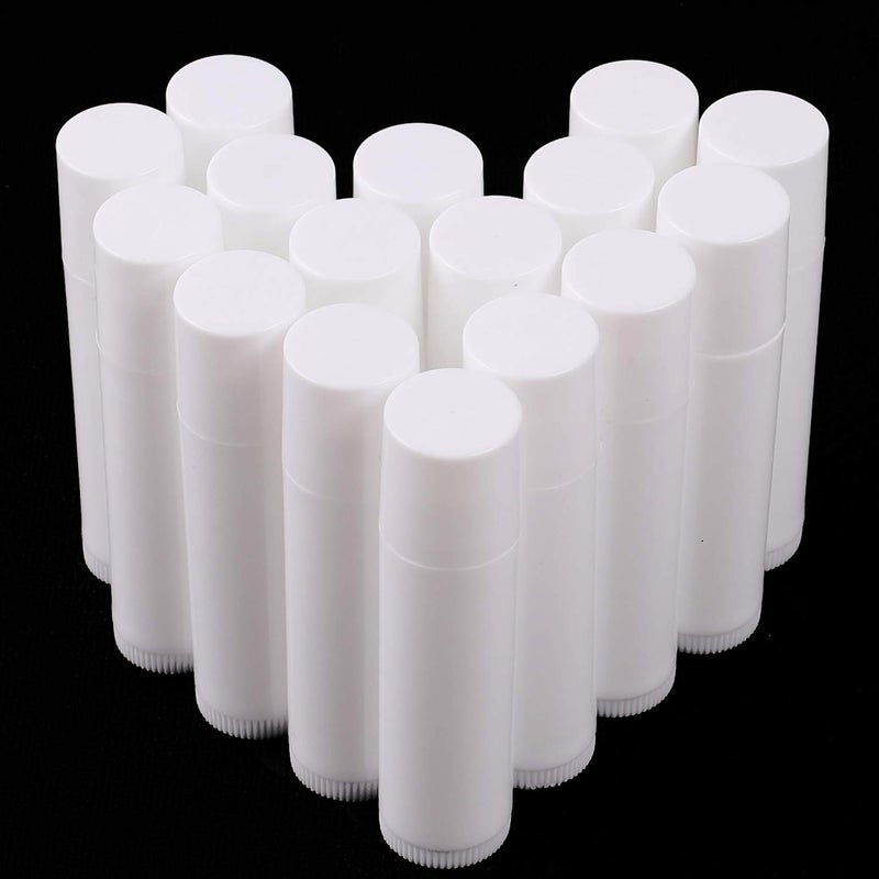 Hoiny Pack of 25 Empty Plastic Lipstick Tubes, Empty Lip Balm Container for DIY Homemade Lip Balm Refillable with Cap (White, 5 ml) - Image 1