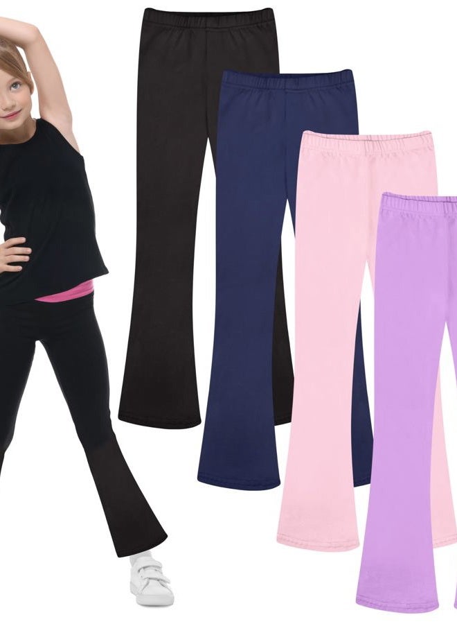 FEQO Girls Flare Leggings Pants Girl Cotton Leggings Bell Bottoms 5-14 Years, Black, Navy Blue, Pink, Purple, 5-6 Years - Image 1