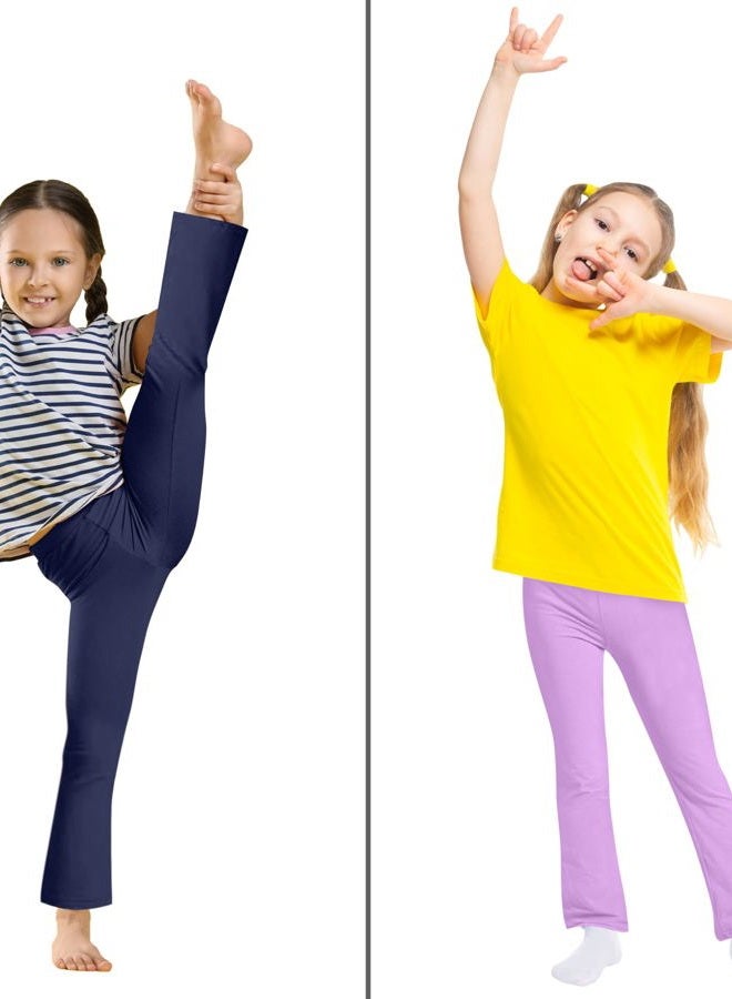 FEQO Girls Flare Leggings Pants Girl Cotton Leggings Bell Bottoms 5-14 Years, Black, Navy Blue, Pink, Purple, 5-6 Years - Image 2