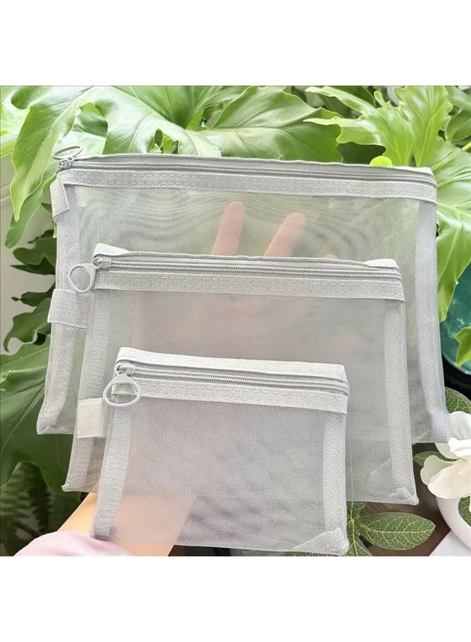 Small Transparent Mesh Makeup Bag Large Capacity Travel Cosmetic Pouch - Image 1
