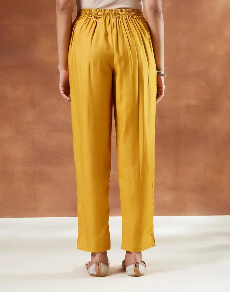 Fabindia  Mustard Viscose Silk Ethnic Pant for Women | Best Price UAE