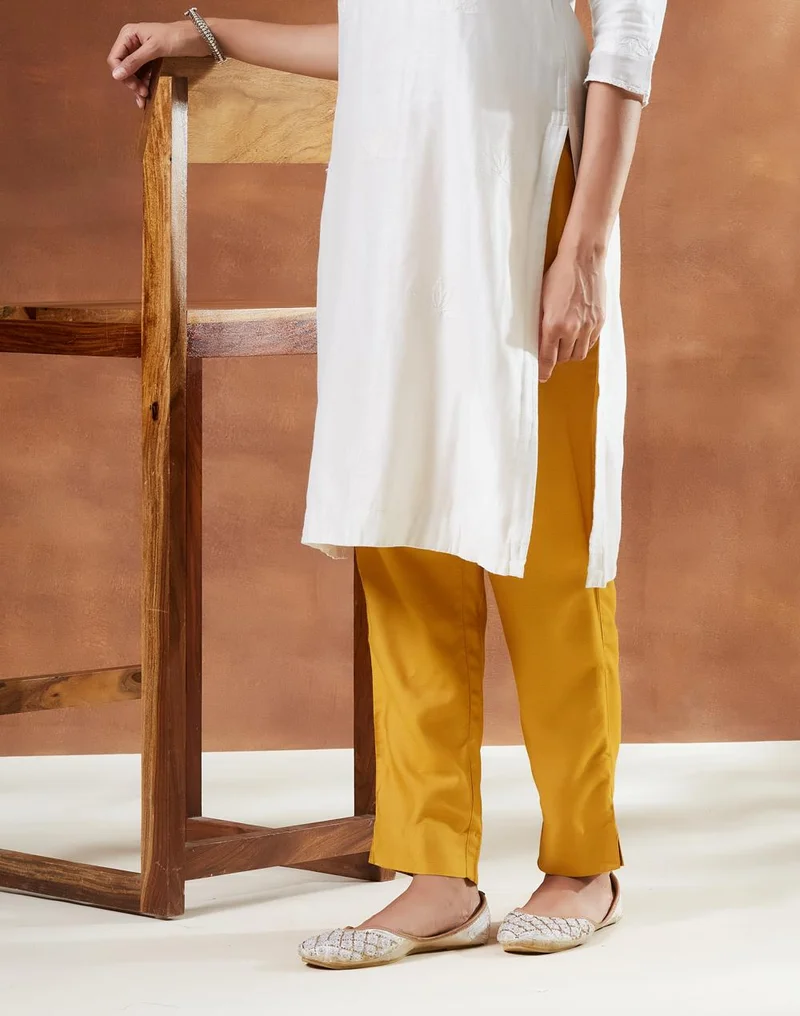 Fabindia  Mustard Viscose Silk Ethnic Pant for Women | Best Price UAE