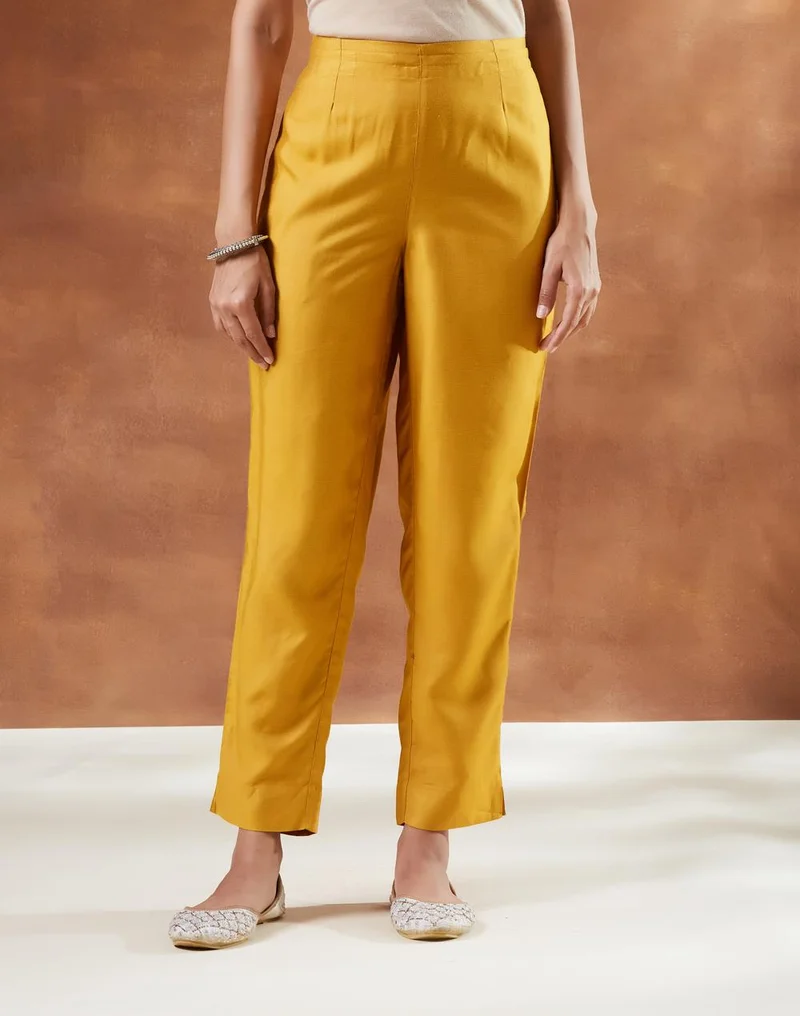 Fabindia  Mustard Viscose Silk Ethnic Pant for Women | Best Price UAE