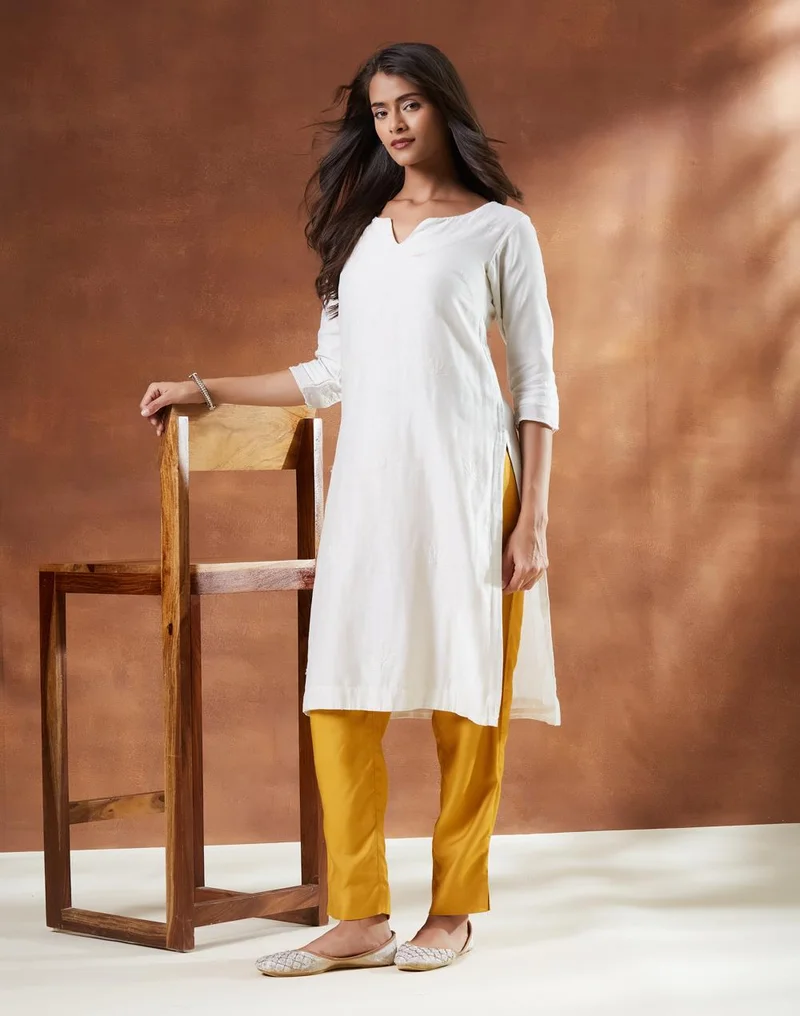 Fabindia  Mustard Viscose Silk Ethnic Pant for Women | Best Price UAE