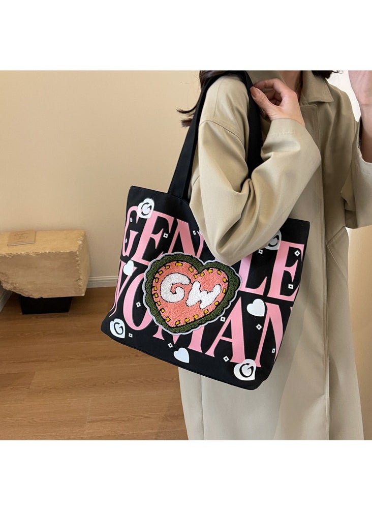 Gentle Woman large letter painted canvas bag versatile and fashionable shoulder bag - pzsku/ZA1F7D436EB0F33BDC0BAZ/45/1741767226/942e7000-46f4-4f12-8778-1bd870e4c9b3