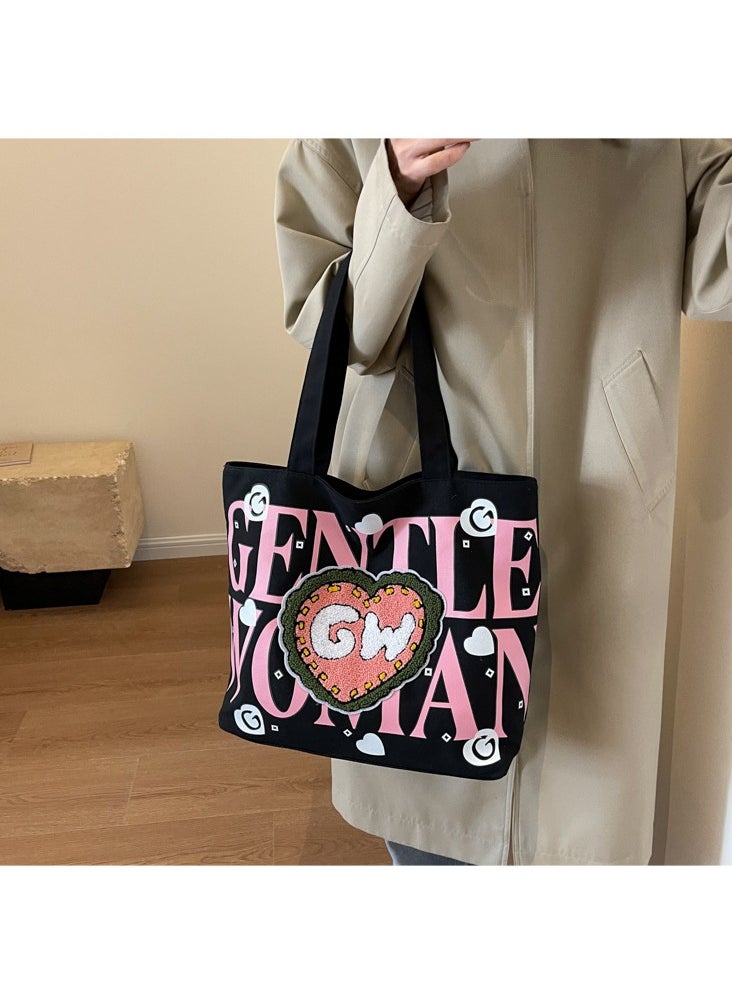 Gentle Woman large letter painted canvas bag versatile and fashionable shoulder bag - pzsku/ZA1F7D436EB0F33BDC0BAZ/45/1741767241/51a09db4-ac74-4931-8958-8815e130bc57