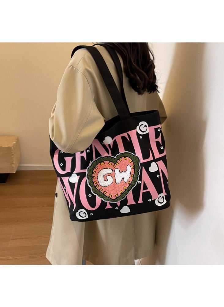 Gentle Woman large letter painted canvas bag versatile and fashionable shoulder bag - pzsku/ZA1F7D436EB0F33BDC0BAZ/45/1741767256/0b9a892f-8d0b-4f4f-852d-06f94c5e36e4