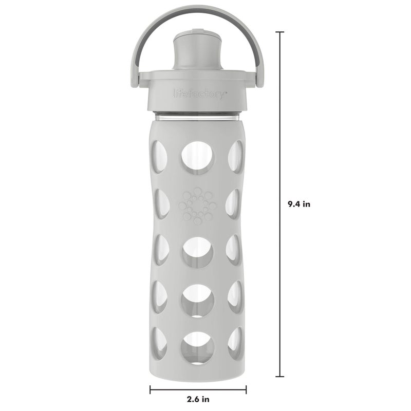 Lifefactory 16-Ounce Glass Water Bottle with Active Flip Cap and Protective Silicone Sleeve, Stone Gray - Image 5