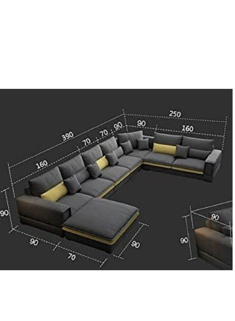 Ripple FURNITURE Living Room Sofa -Sofa Set - Fashion Fabric Sofa - Combination Set - Cafe Hotel Furniture - Simple Leisure Sofa 7 Seaters U Shape Grey 390X90X90  - Image 2