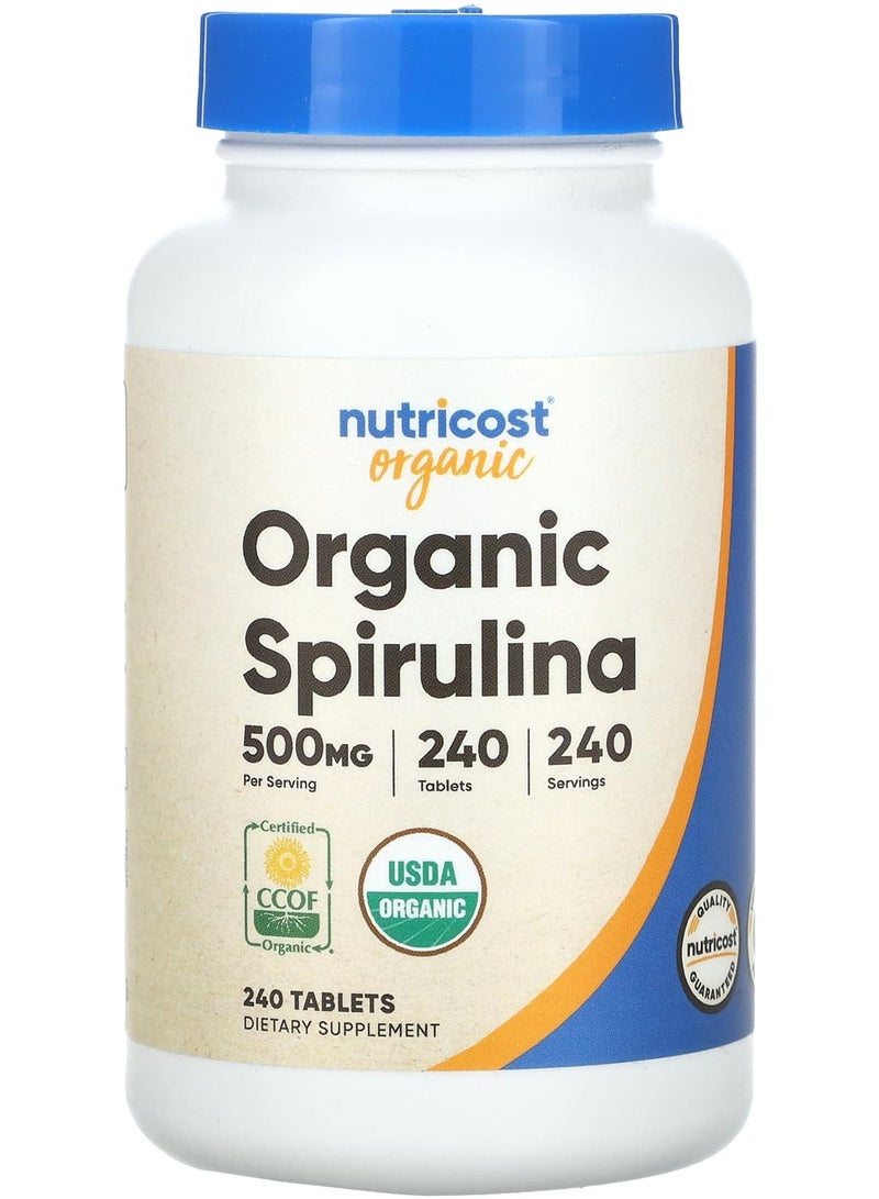 Nutricost Organic Spirulina, 500 mg, 240 Tablets