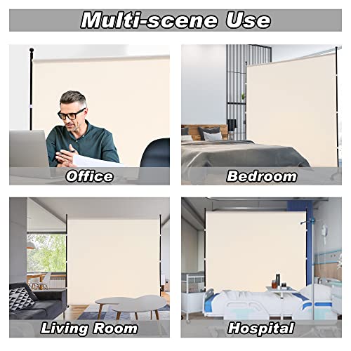 SIMFLAG 6FT Single Panel room divider with Wheels,Rolling Fabric room dividers for Partition privacy screens,Freesting Wall Divider for Home Office,Hospital,(Beige) - Image 5