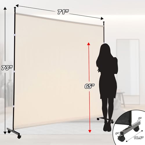 SIMFLAG 6FT Single Panel room divider with Wheels,Rolling Fabric room dividers for Partition privacy screens,Freesting Wall Divider for Home Office,Hospital,(Beige) - Image 4