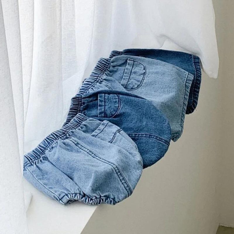 Spot Korean Style Denim Shorts Summer Wear Infant Shorts Boys And Girls Flap Pocket Pants Denim Baggy Pants Baby Thin - Image 3