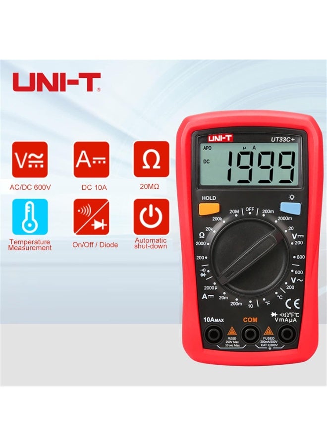 UNI-T UT33C+ Digital Multimeter – Voltage, Current, Resistance, Capacitance, NCV Tester with Backlit LCD - Image 5