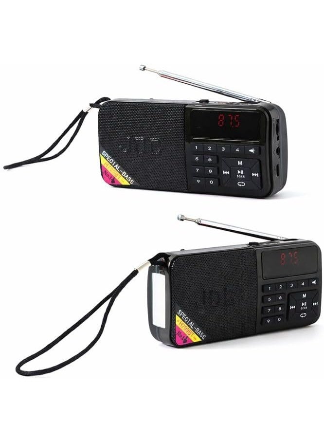 JOC Portable Digital Radio FM Radio, Versatile Bluetooth Connectivity, USB Charging, and Powerful LED Flashlight - Enjoy Corded or Cordless Convenience, H799, 799BT (Black) - Image 1