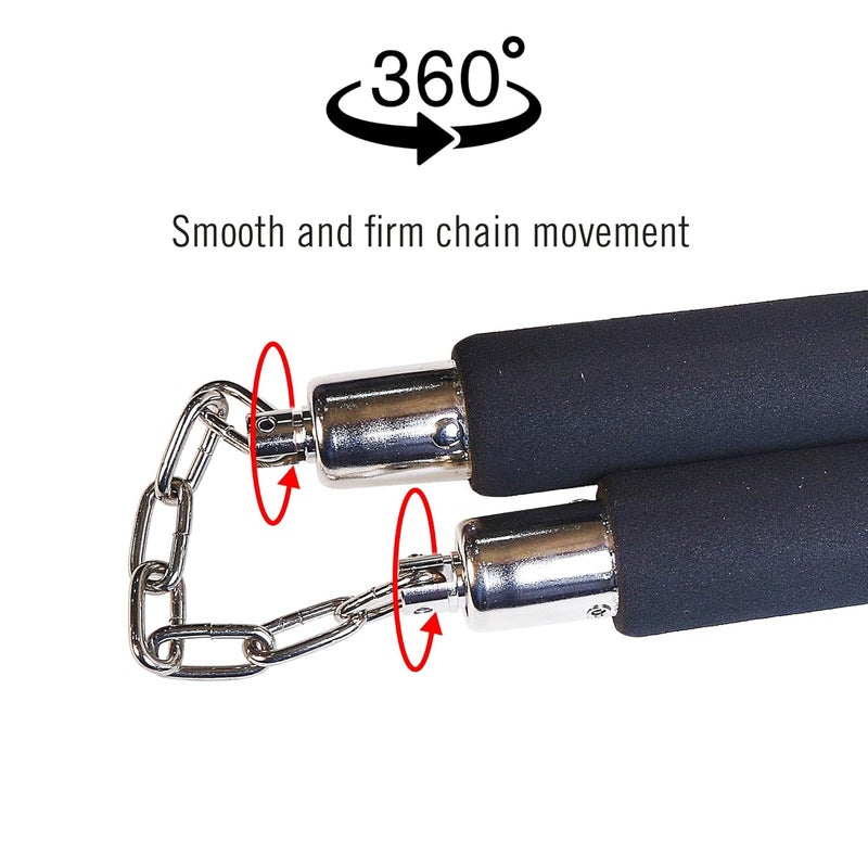 USI UNIVERSAL 862NC فوم نانشاك، نونشاك تدريب الكونغ فو، نونشاك تدريب الكاراتيه مع سلسلة دوارة تحمل كرات فولاذية ونظام غطاء (الطول 20 سم، عبوة من 1) - Image 2