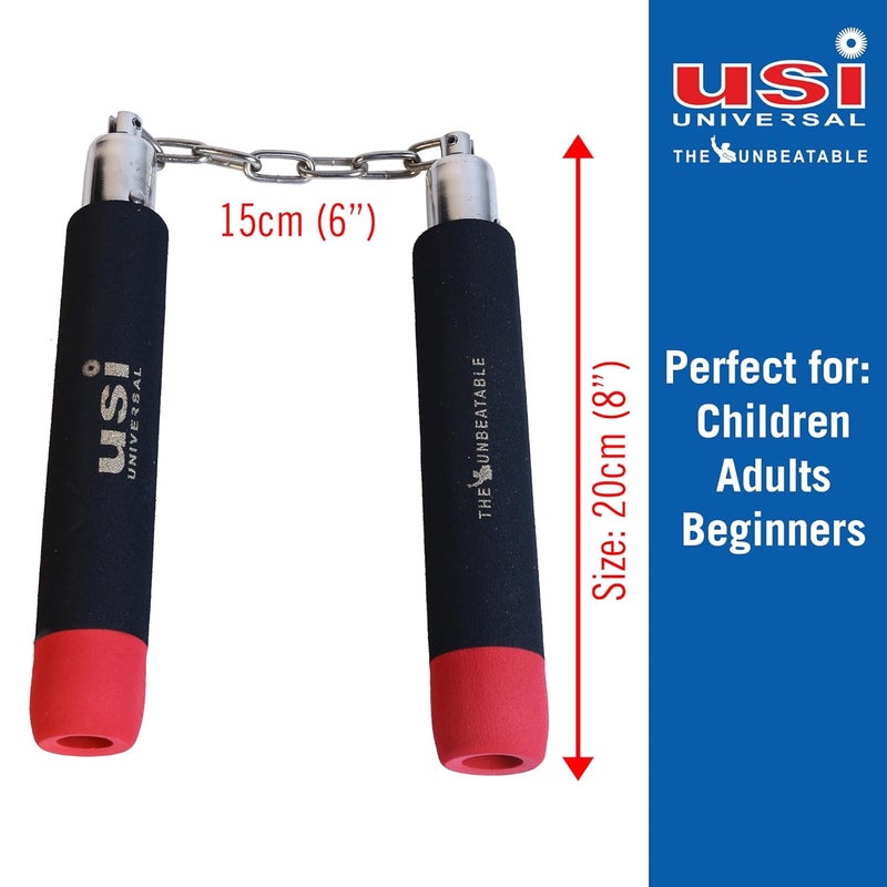 USI UNIVERSAL 862NC فوم نانشاك، نونشاك تدريب الكونغ فو، نونشاك تدريب الكاراتيه مع سلسلة دوارة تحمل كرات فولاذية ونظام غطاء (الطول 20 سم، عبوة من 1) - Image 5