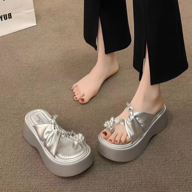 Korean Fairy-Style Platform Sandals with Rhinestone Toe Covering - Fashionable Beach Shoes for Women, 2025 New Arrival - Image 5