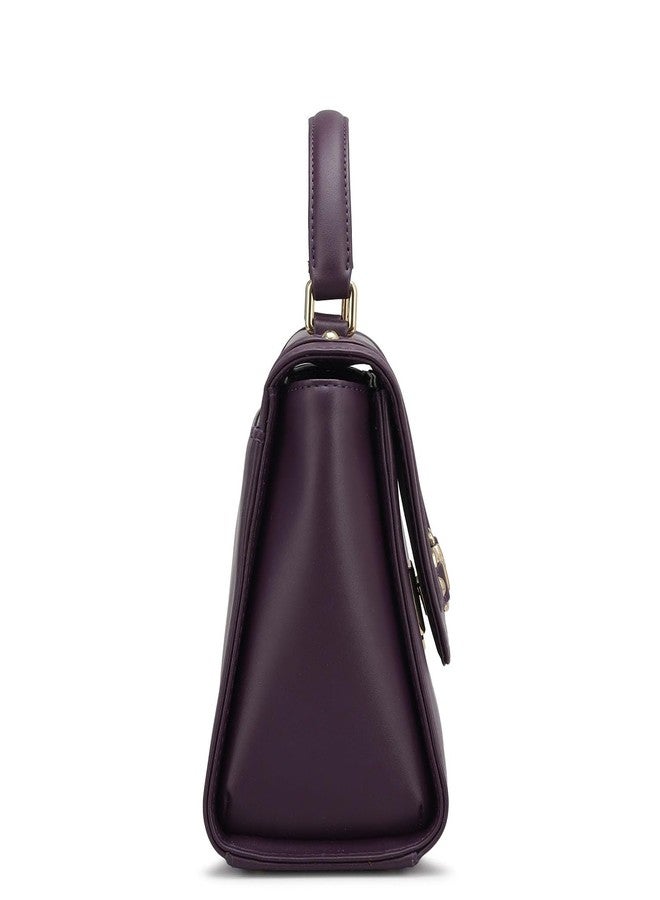 Da Milano Leather Satchel Bag for Women - Purple - Image 3
