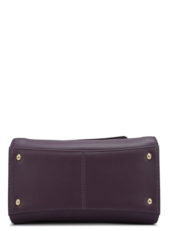 Da Milano Leather Satchel Bag for Women - Purple - Image 5