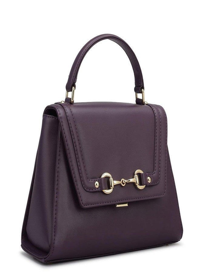Da Milano Leather Satchel Bag for Women - Purple - Image 2