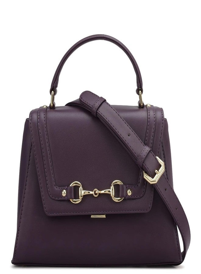 Da Milano Leather Satchel Bag for Women - Purple - Image 1