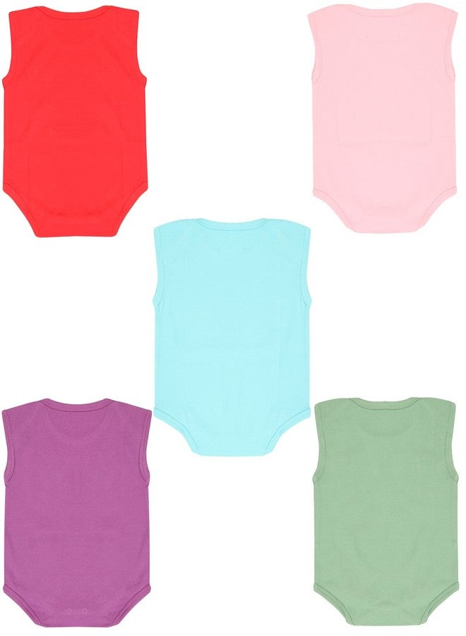 dongli Cotton Unisex Baby Sleeveless Bodysuits(Pack 5) - Image 2