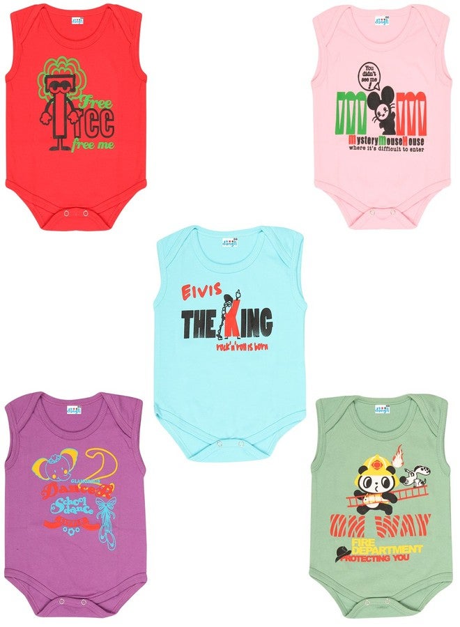 dongli Cotton Unisex Baby Sleeveless Bodysuits(Pack 5) - Image 1